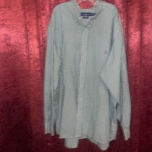 Ralph Lauren 4X LONG SLEEVE SHIRT, GREEN AND WHITE.